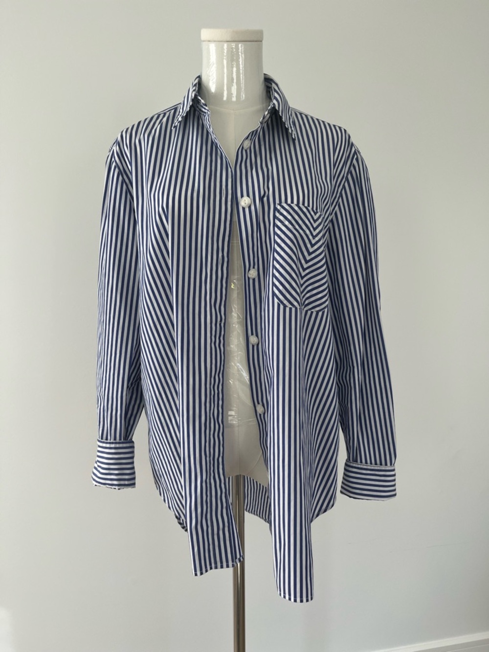 rag & bone Blue and White Striped Button-Up Shirt